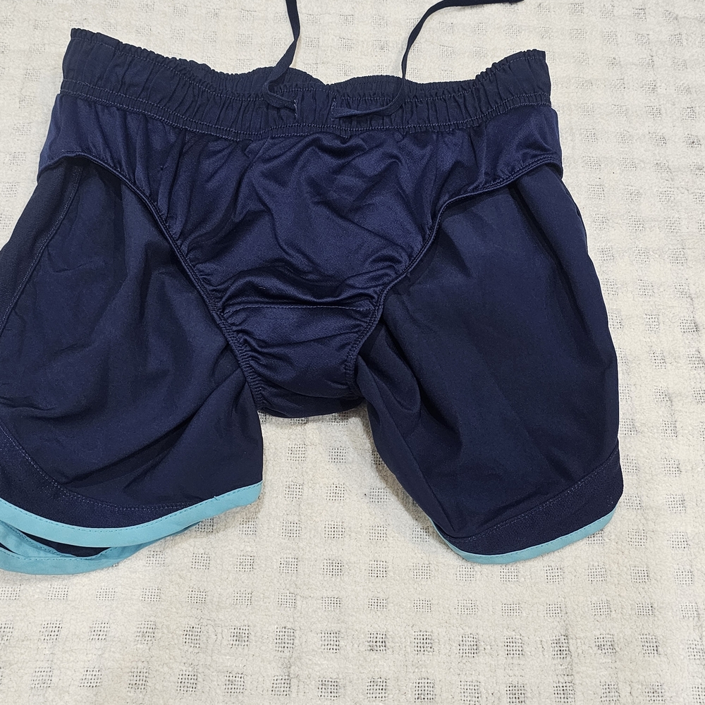 Nike Women's Dark Blue and Teal Athletic Shorts - Picture 6 of 7